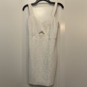 GUESS Size 4 White & Silver Design Bodycon Textured Cutout Sleeveless Midi Dress